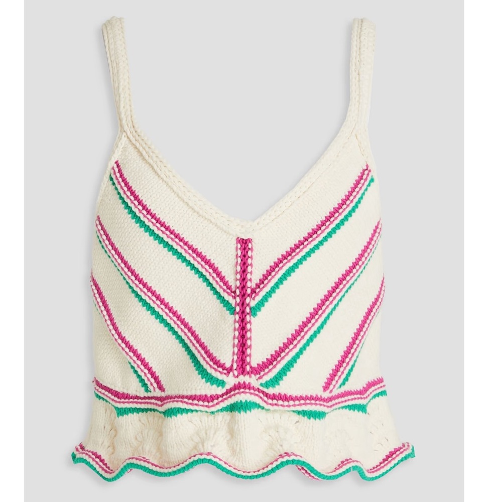BA&SH Cropped intarsia-knit cotton-blend tank
